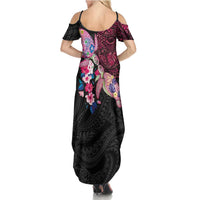 Hawaiian Couple Turtles Honi Family Matching Summer Maxi Dress and Hawaiian Shirt Polynesian Art Motifs and Hibiscus Black Red Color LT03 - Polynesian Pride