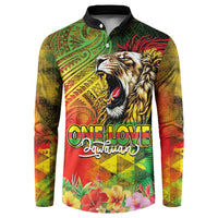 Hawaiian Reggae Button Sweatshirt Jawaiian One Love-Tribal Tatoos and Rastafari Lion LT03 Multicolor - Polynesian Pride