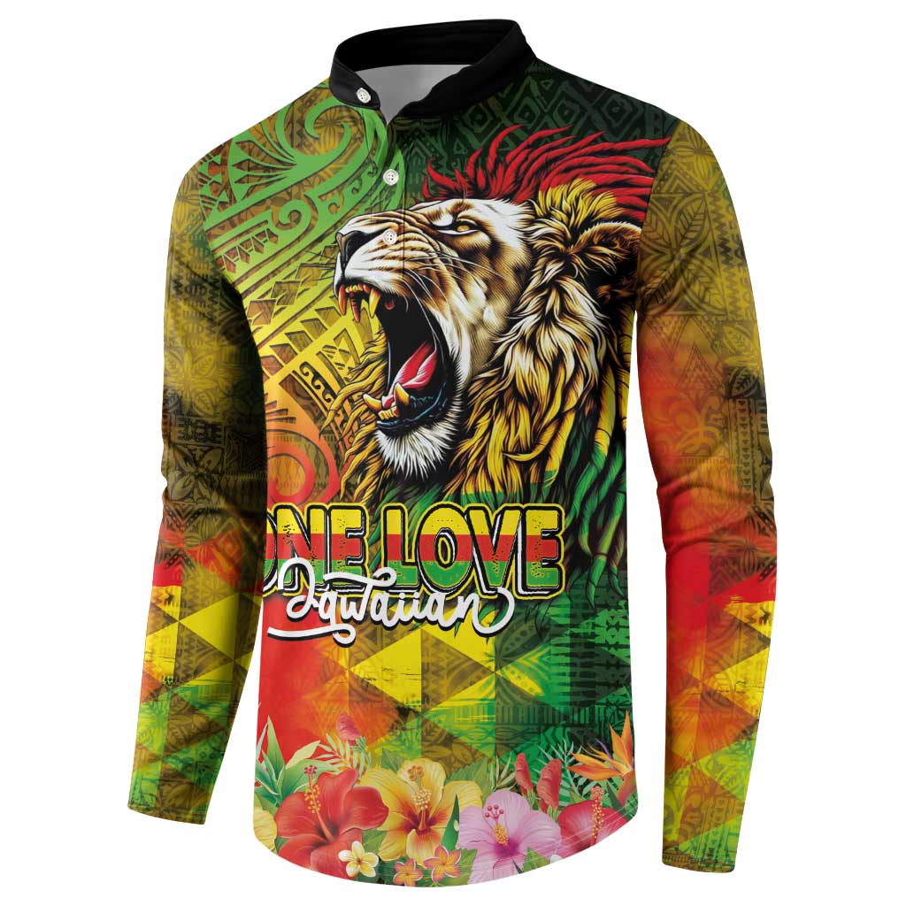 Hawaiian Reggae Button Sweatshirt Jawaiian One Love-Tribal Tatoos and Rastafari Lion LT03 - Polynesian Pride