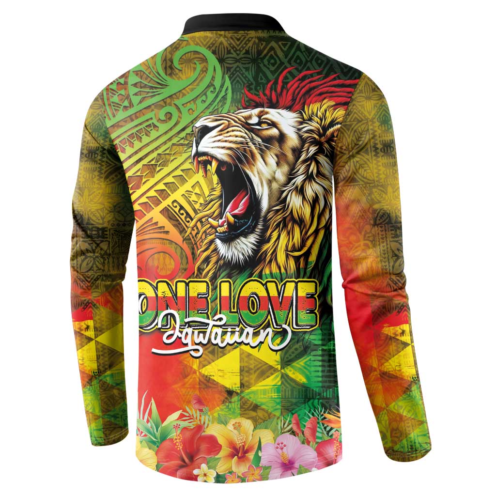 Hawaiian Reggae Button Sweatshirt Jawaiian One Love-Tribal Tatoos and Rastafari Lion LT03 - Polynesian Pride