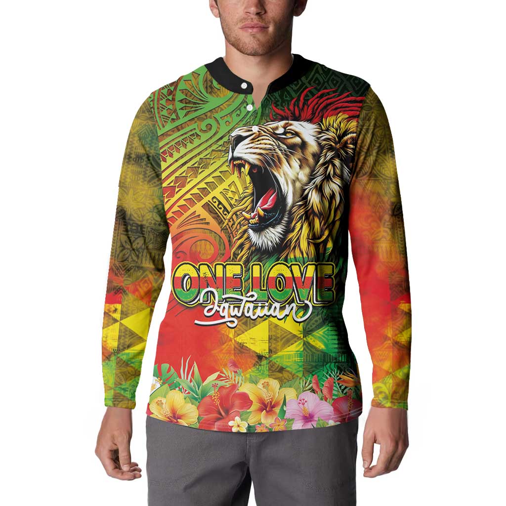 Hawaiian Reggae Button Sweatshirt Jawaiian One Love-Tribal Tatoos and Rastafari Lion LT03 - Polynesian Pride
