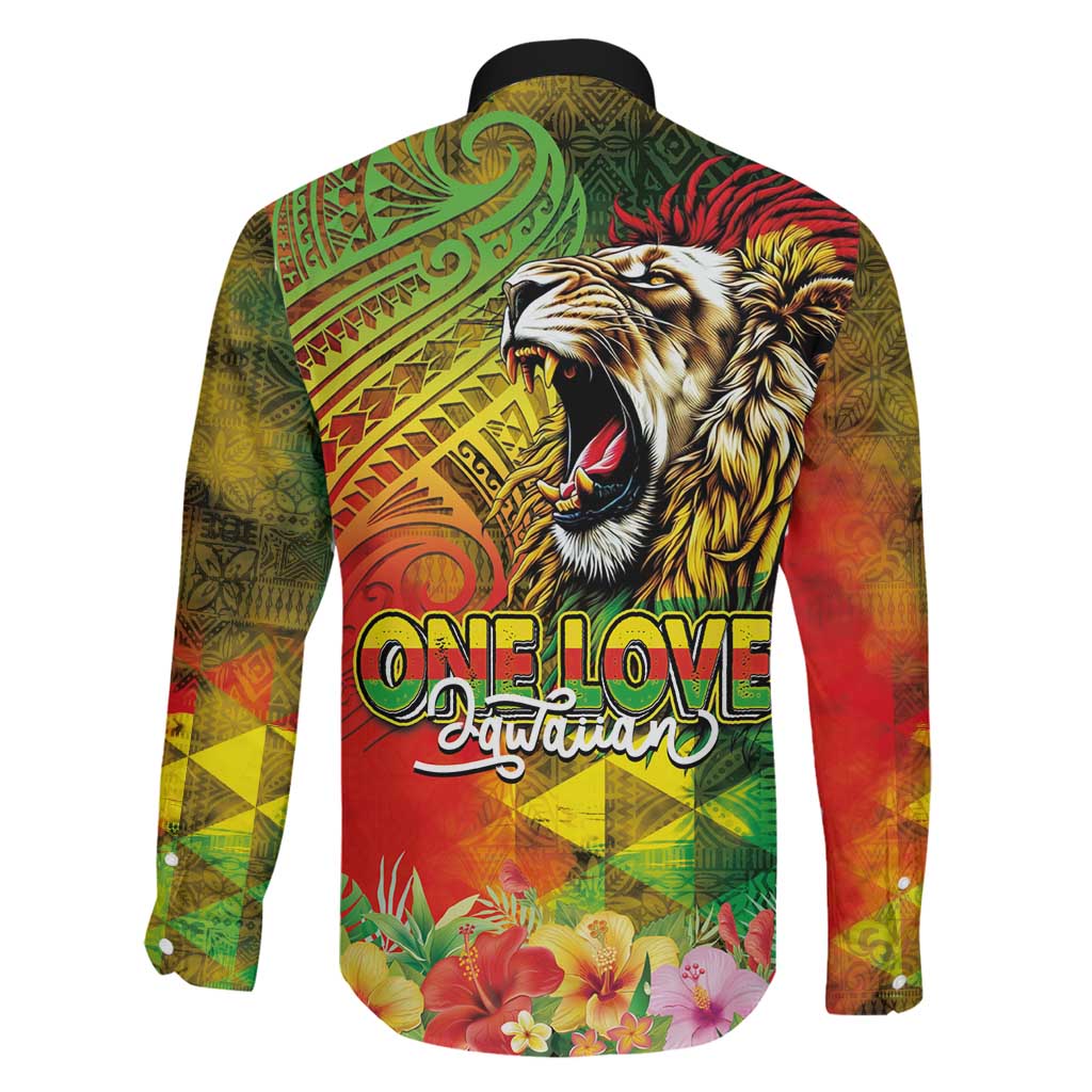 Hawaiian Reggae Family Matching Off Shoulder Short Dress and Hawaiian Shirt Jawaiian One Love-Tribal Tatoos and Rastafari Lion LT03 - Polynesian Pride