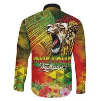Hawaiian Reggae Family Matching Off Shoulder Short Dress and Hawaiian Shirt Jawaiian One Love-Tribal Tatoos and Rastafari Lion LT03 - Polynesian Pride