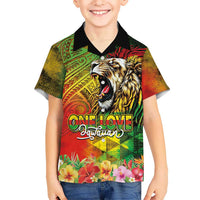Hawaiian Reggae Family Matching Off Shoulder Short Dress and Hawaiian Shirt Jawaiian One Love-Tribal Tatoos and Rastafari Lion LT03 Son's Shirt Multicolor - Polynesian Pride