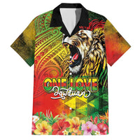 Hawaiian Reggae Hawaiian Shirt Jawaiian One Love-Tribal Tatoos and Rastafari Lion - Polynesian Pride