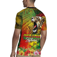 Hawaiian Reggae Rugby Jersey Jawaiian One Love-Tribal Tatoos and Rastafari Lion - Polynesian Pride