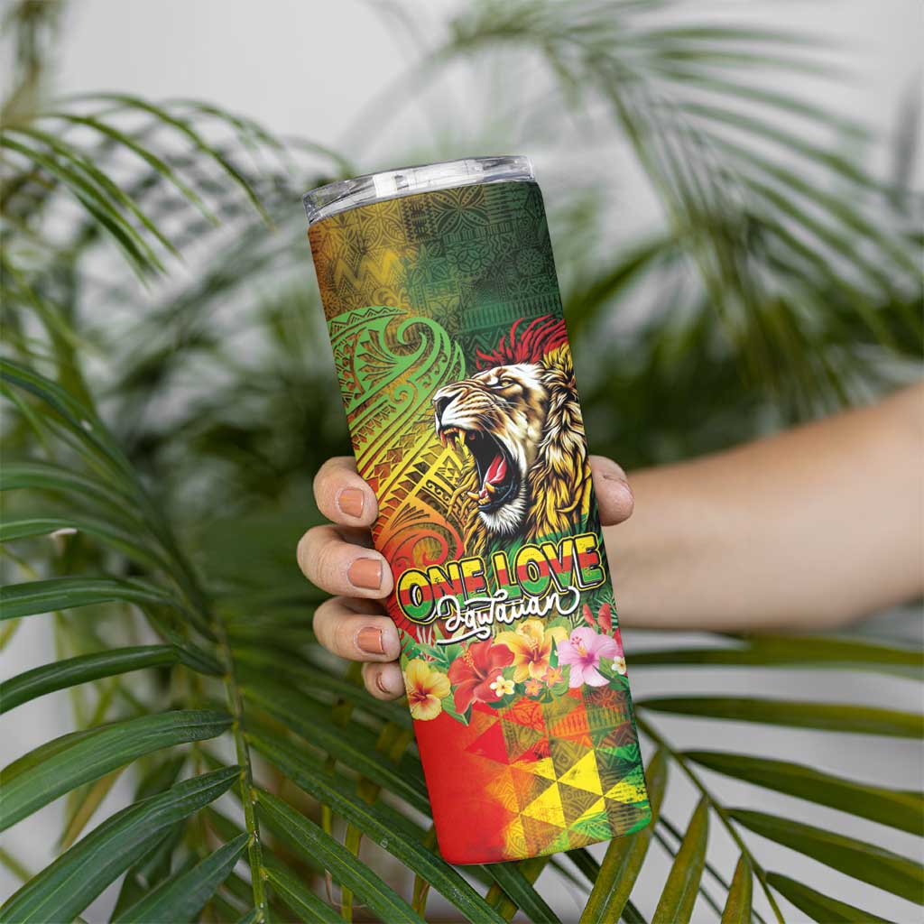 Hawaiian Reggae Skinny Tumbler Jawaiian One Love-Tribal Tatoos and Rastafari Lion - Polynesian Pride