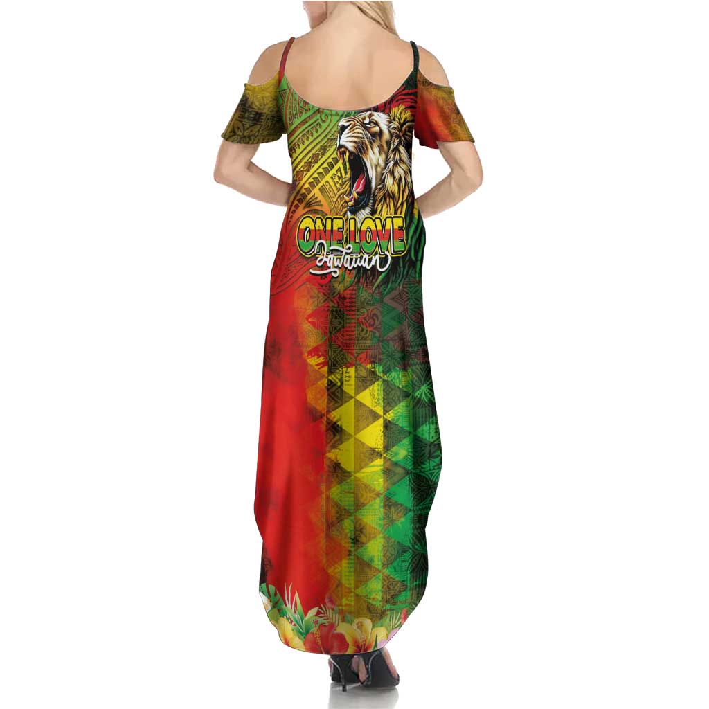Hawaiian Reggae Summer Maxi Dress Jawaiian One Love-Tribal Tatoos and Rastafari Lion - Polynesian Pride