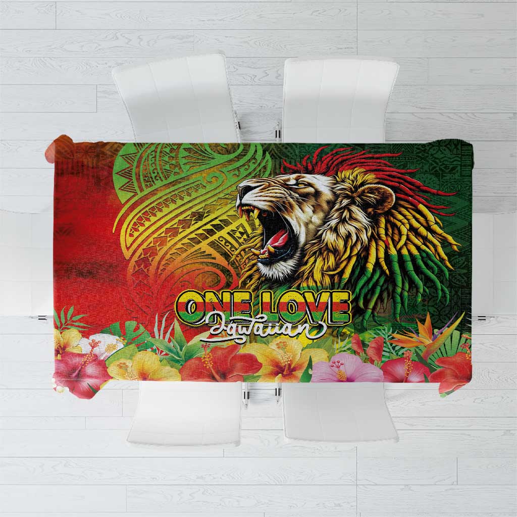 Hawaiian Reggae Tablecloth Jawaiian One Love-Tribal Tatoos and Rastafari Lion LT03 Multicolor - Polynesian Pride