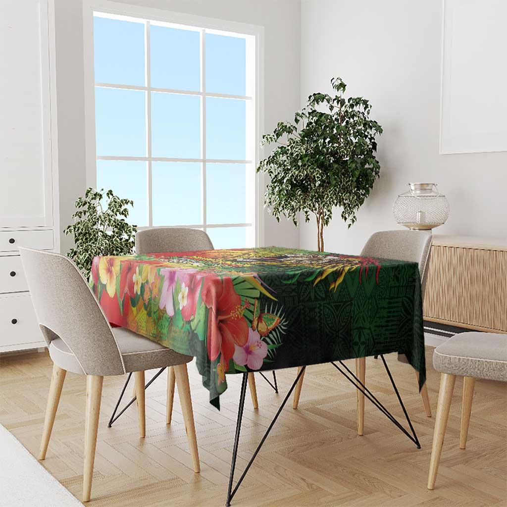 Hawaiian Reggae Tablecloth Jawaiian One Love-Tribal Tatoos and Rastafari Lion LT03 - Polynesian Pride