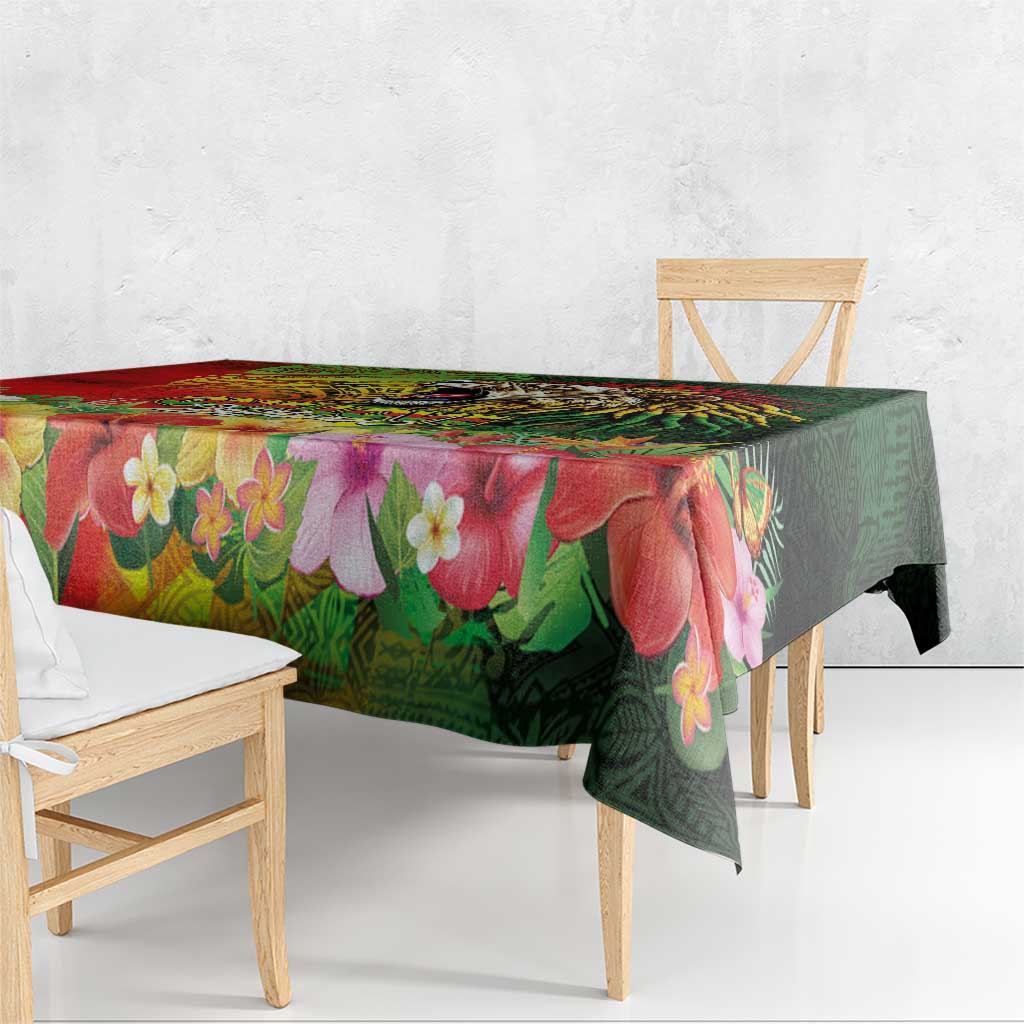 Hawaiian Reggae Tablecloth Jawaiian One Love-Tribal Tatoos and Rastafari Lion LT03 - Polynesian Pride