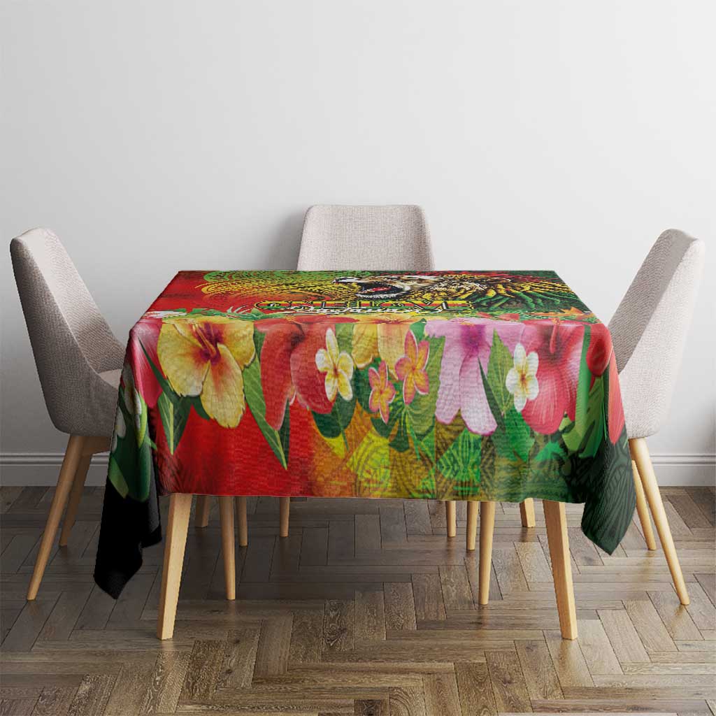 Hawaiian Reggae Tablecloth Jawaiian One Love-Tribal Tatoos and Rastafari Lion LT03 - Polynesian Pride