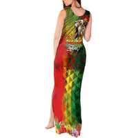 Hawaiian Reggae Tank Maxi Dress Jawaiian One Love-Tribal Tatoos and Rastafari Lion LT03 - Polynesian Pride