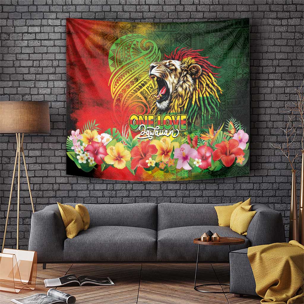 Hawaiian Reggae Tapestry Jawaiian One Love-Tribal Tatoos and Rastafari Lion LT03 Multicolor - Polynesian Pride