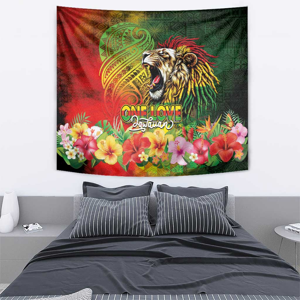 Hawaiian Reggae Tapestry Jawaiian One Love-Tribal Tatoos and Rastafari Lion LT03 - Polynesian Pride