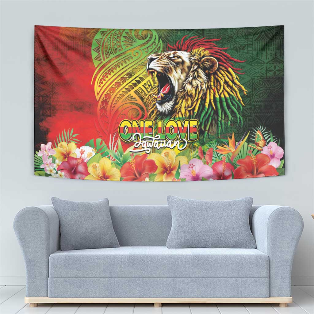 Hawaiian Reggae Tapestry Jawaiian One Love-Tribal Tatoos and Rastafari Lion LT03 - Polynesian Pride