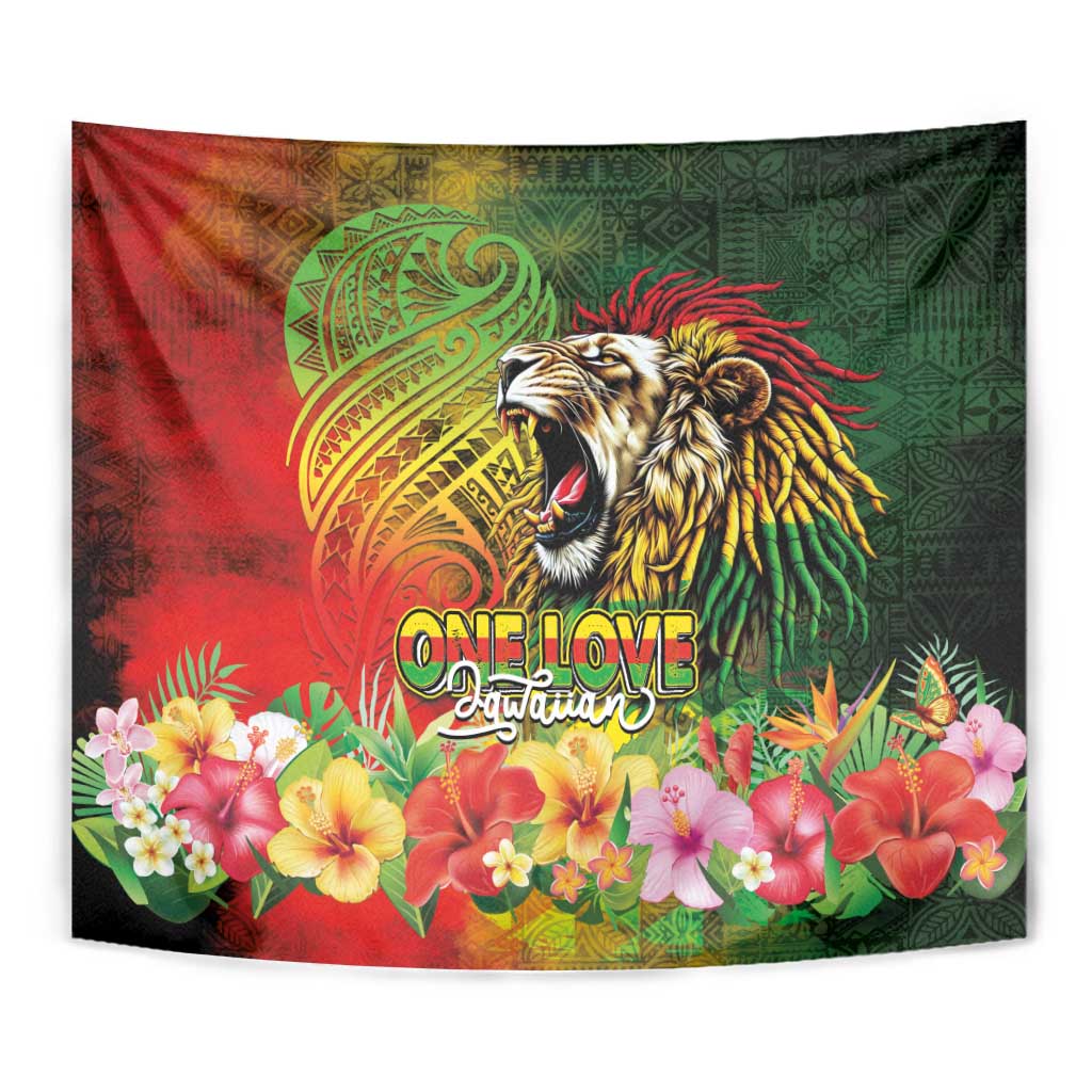 Hawaiian Reggae Tapestry Jawaiian One Love-Tribal Tatoos and Rastafari Lion LT03 - Polynesian Pride