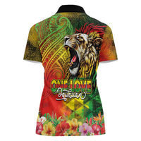 Hawaiian Reggae Women Polo Shirt Jawaiian One Love-Tribal Tatoos and Rastafari Lion - Polynesian Pride