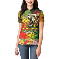 Hawaiian Reggae Women Polo Shirt Jawaiian One Love-Tribal Tatoos and Rastafari Lion - Polynesian Pride