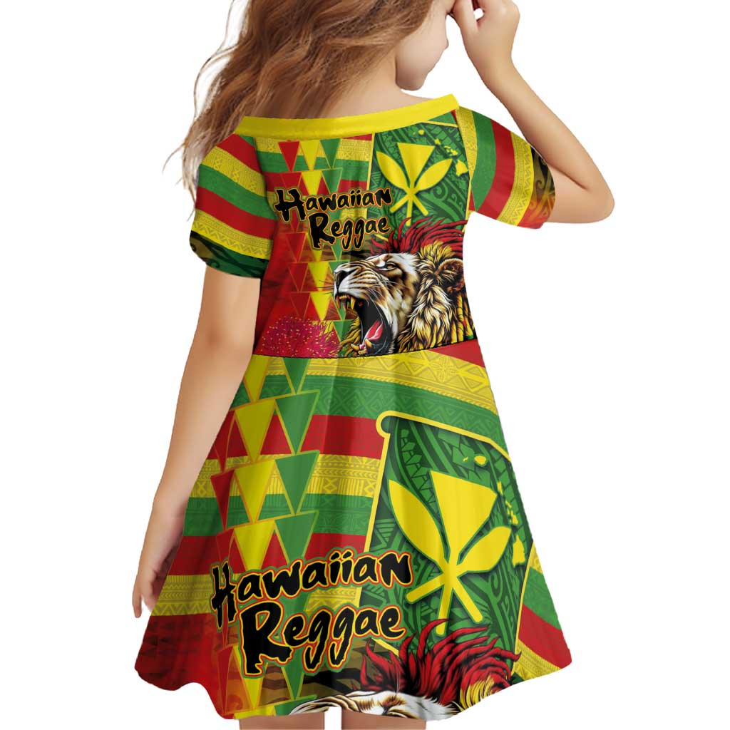 Hawaiian Reggae Family Matching Off Shoulder Short Dress and Hawaiian Shirt Kakau Art Motifs with Ohia Lehua and Rastafari Lion LT03 - Polynesian Pride