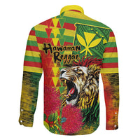 Hawaiian Reggae Family Matching Off Shoulder Short Dress and Hawaiian Shirt Kakau Art Motifs with Ohia Lehua and Rastafari Lion LT03 - Polynesian Pride