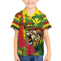 Hawaiian Reggae Family Matching Off Shoulder Short Dress and Hawaiian Shirt Kakau Art Motifs with Ohia Lehua and Rastafari Lion LT03 Son's Shirt Multicolor - Polynesian Pride