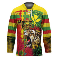 Hawaiian Reggae Hockey Jersey Kakau Art Motifs with Ohia Lehua and Rastafari Lion - Polynesian Pride