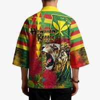 Hawaiian Reggae Kimono Kakau Art Motifs with Ohia Lehua and Rastafari Lion LT03 - Polynesian Pride