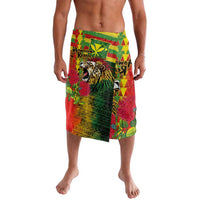 Hawaiian Reggae Lavalava Kakau Art Motifs with Ohia Lehua and Rastafari Lion LT03 Multicolor - Polynesian Pride