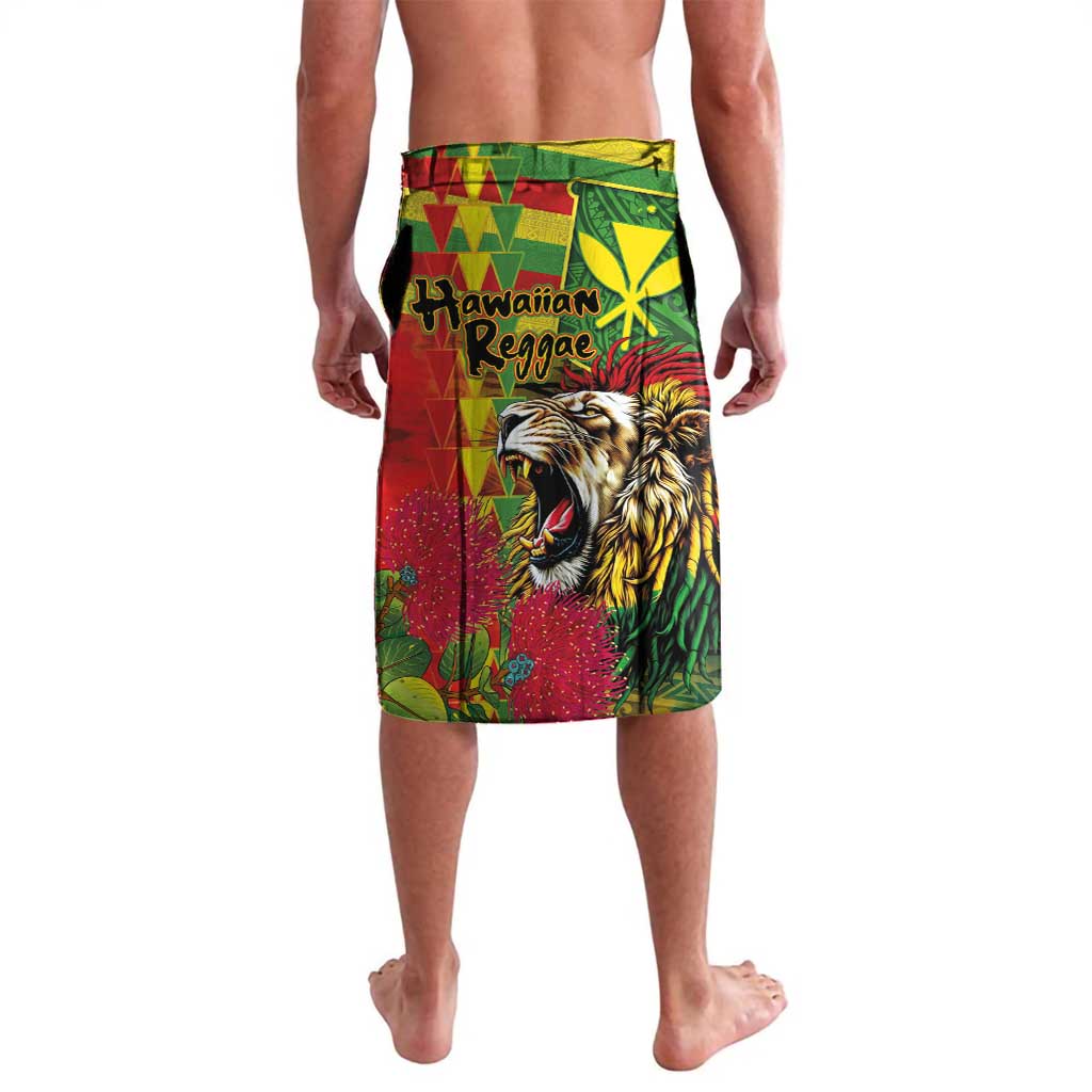 Hawaiian Reggae Lavalava Kakau Art Motifs with Ohia Lehua and Rastafari Lion LT03 - Polynesian Pride