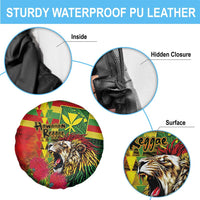 Hawaiian Reggae Spare Tire Cover Kakau Art Motifs with Ohia Lehua and Rastafari Lion - Polynesian Pride