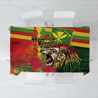 Hawaiian Reggae Tablecloth Kakau Art Motifs with Ohia Lehua and Rastafari Lion LT03 Multicolor - Polynesian Pride