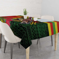 Hawaiian Reggae Tablecloth Kakau Art Motifs with Ohia Lehua and Rastafari Lion LT03 - Polynesian Pride