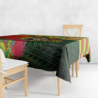 Hawaiian Reggae Tablecloth Kakau Art Motifs with Ohia Lehua and Rastafari Lion LT03 - Polynesian Pride