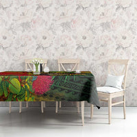 Hawaiian Reggae Tablecloth Kakau Art Motifs with Ohia Lehua and Rastafari Lion LT03 - Polynesian Pride
