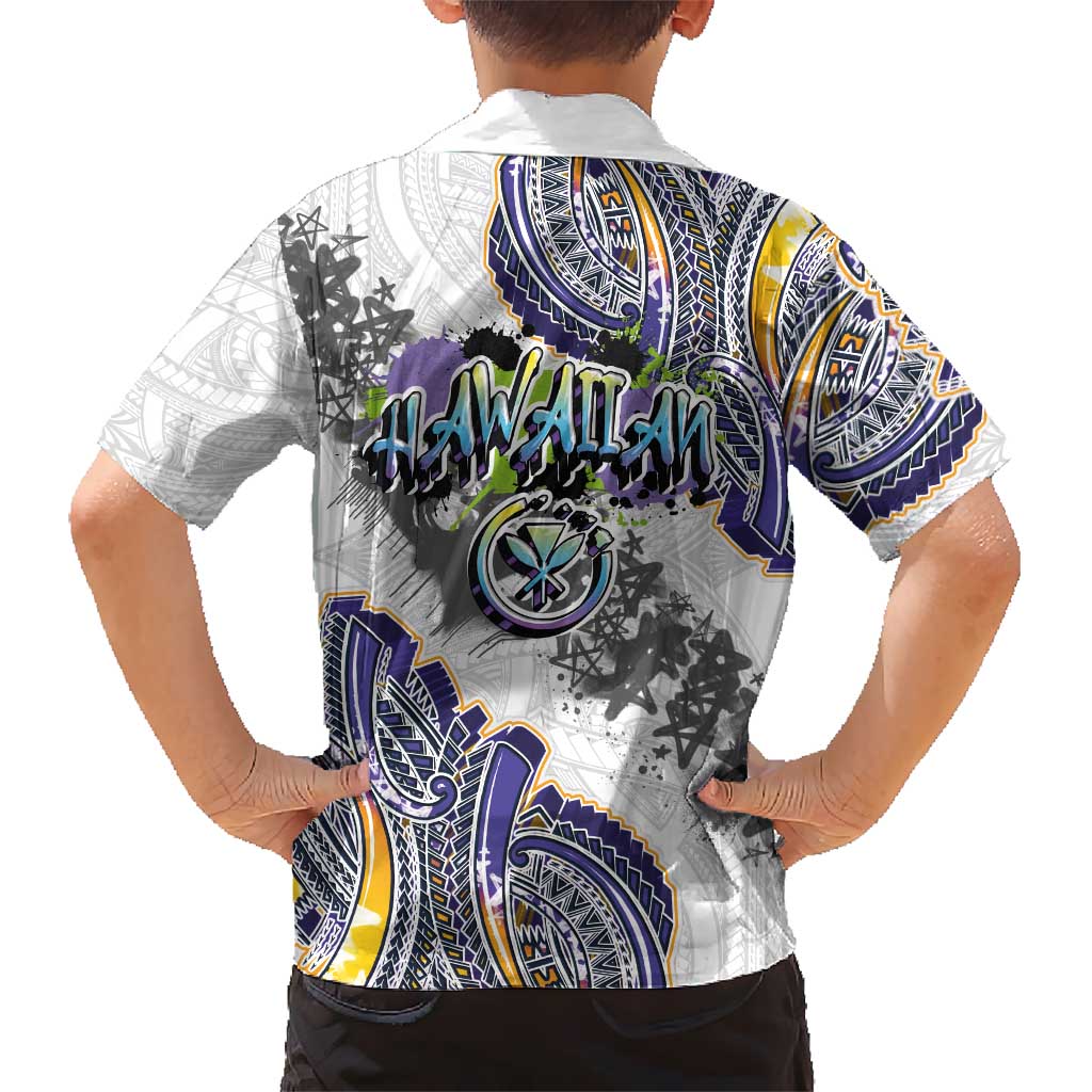 Traditional Art Hawaiian Kakau Tattoos Family Matching Off Shoulder Maxi Dress and Hawaiian Shirt Graffiti Style - Polynesian Pride