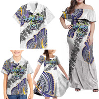 Traditional Art Hawaiian Kakau Tattoos Family Matching Off Shoulder Maxi Dress and Hawaiian Shirt Graffiti Style - Polynesian Pride