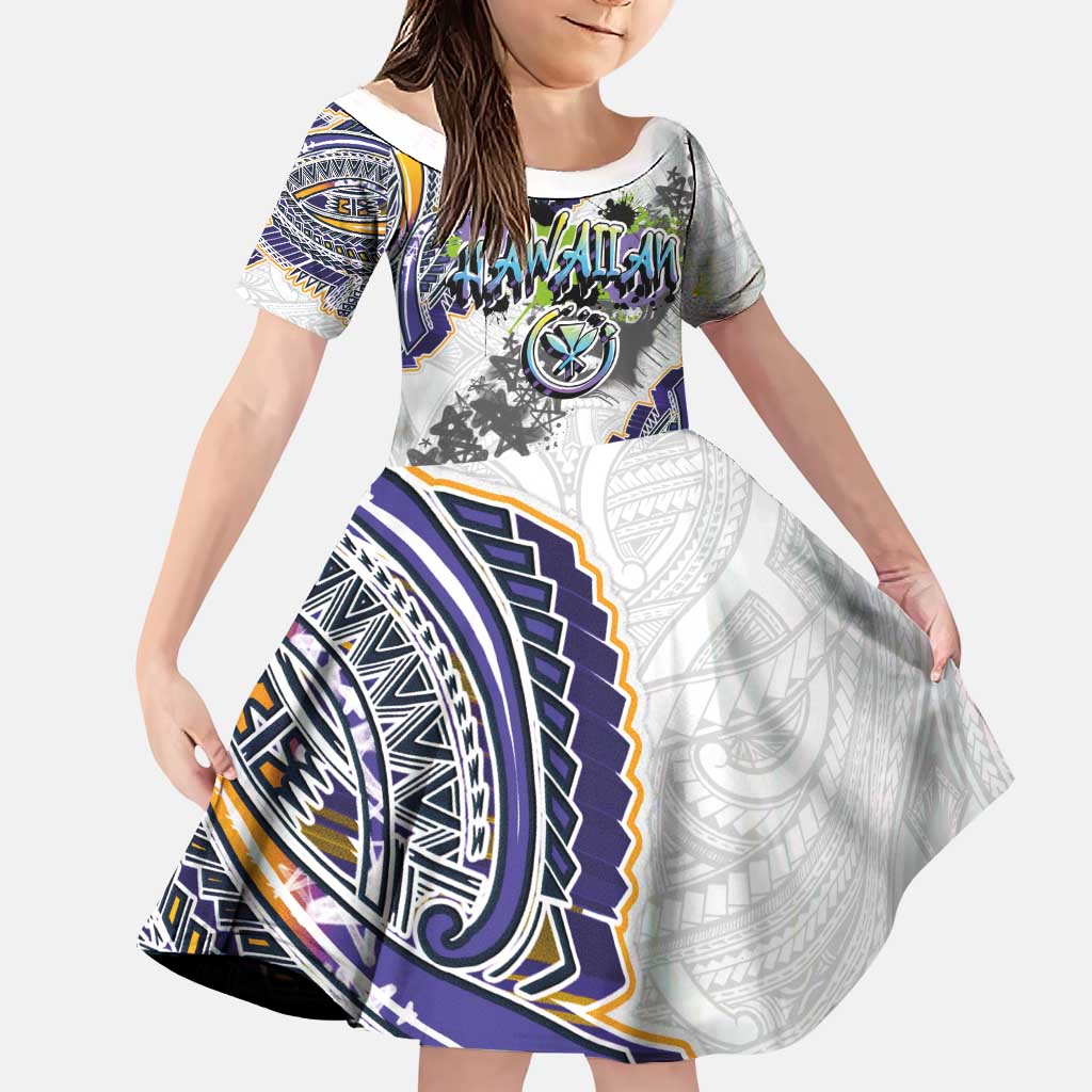 Traditional Art Hawaiian Kakau Tattoos Family Matching Off Shoulder Short Dress and Hawaiian Shirt Graffiti Style - Polynesian Pride