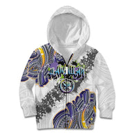Traditional Art Hawaiian Kakau Tattoos Kid Hoodie Graffiti Style LT03 Zip Hoodie White - Polynesian Pride