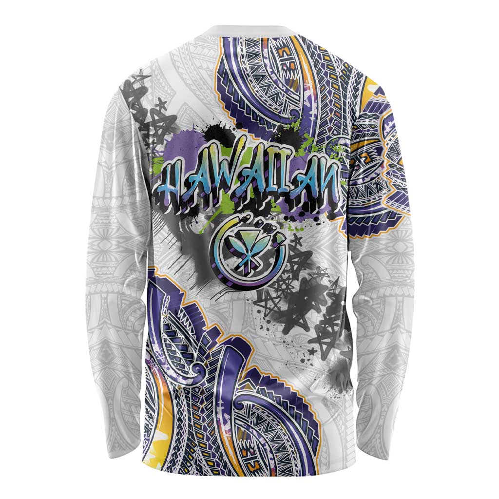 Traditional Art Hawaiian Kakau Tattoos Long Sleeve Shirt Graffiti Style LT03 - Polynesian Pride