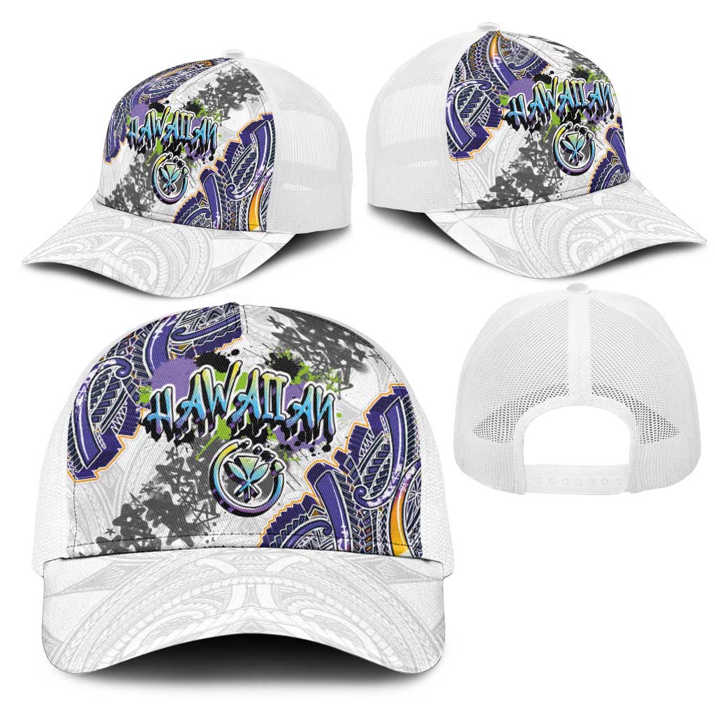Traditional Art Hawaiian Kakau Tattoos Mesh Trucker Cap Graffiti Style - Polynesian Pride