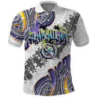 Traditional Art Hawaiian Kakau Tattoos Polo Shirt Graffiti Style LT03 White - Polynesian Pride