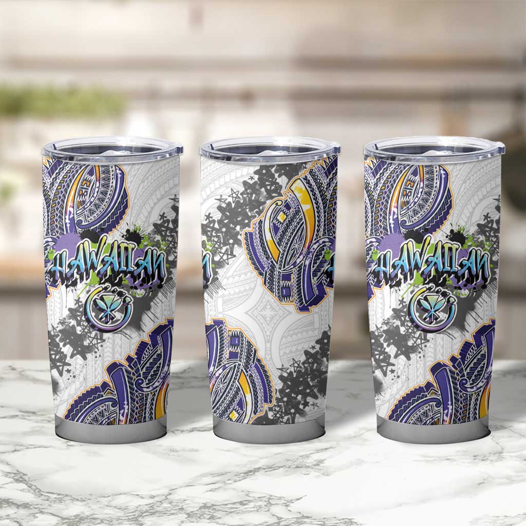 Traditional Art Hawaiian Kakau Tattoos Tumbler Cup Graffiti Style LT03 - Polynesian Pride