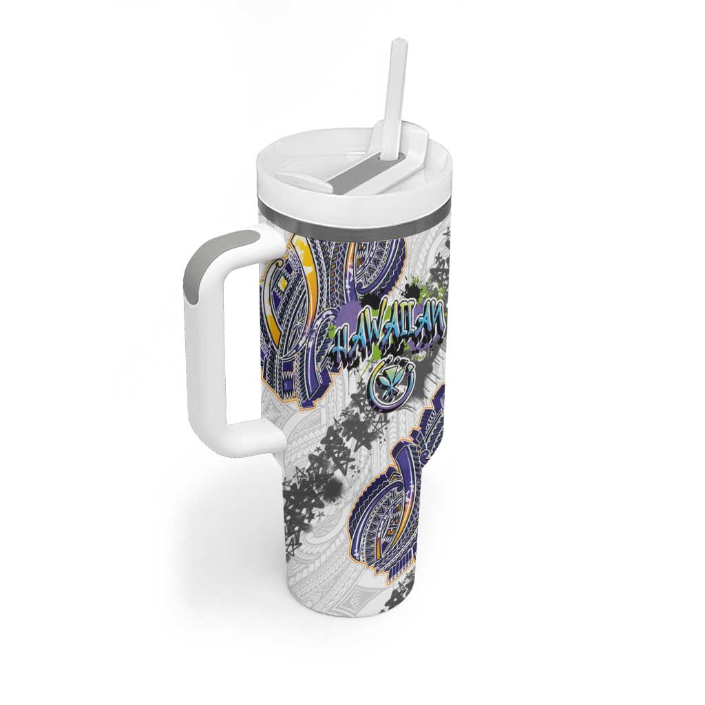 Traditional Art Hawaiian Kakau Tattoos Tumbler With Handle Graffiti Style LT03 - Polynesian Pride