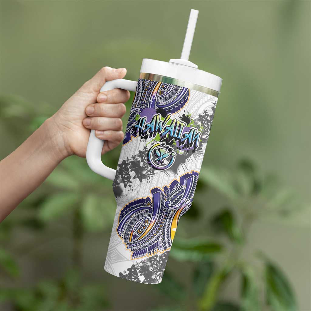 Traditional Art Hawaiian Kakau Tattoos Tumbler With Handle Graffiti Style LT03 - Polynesian Pride