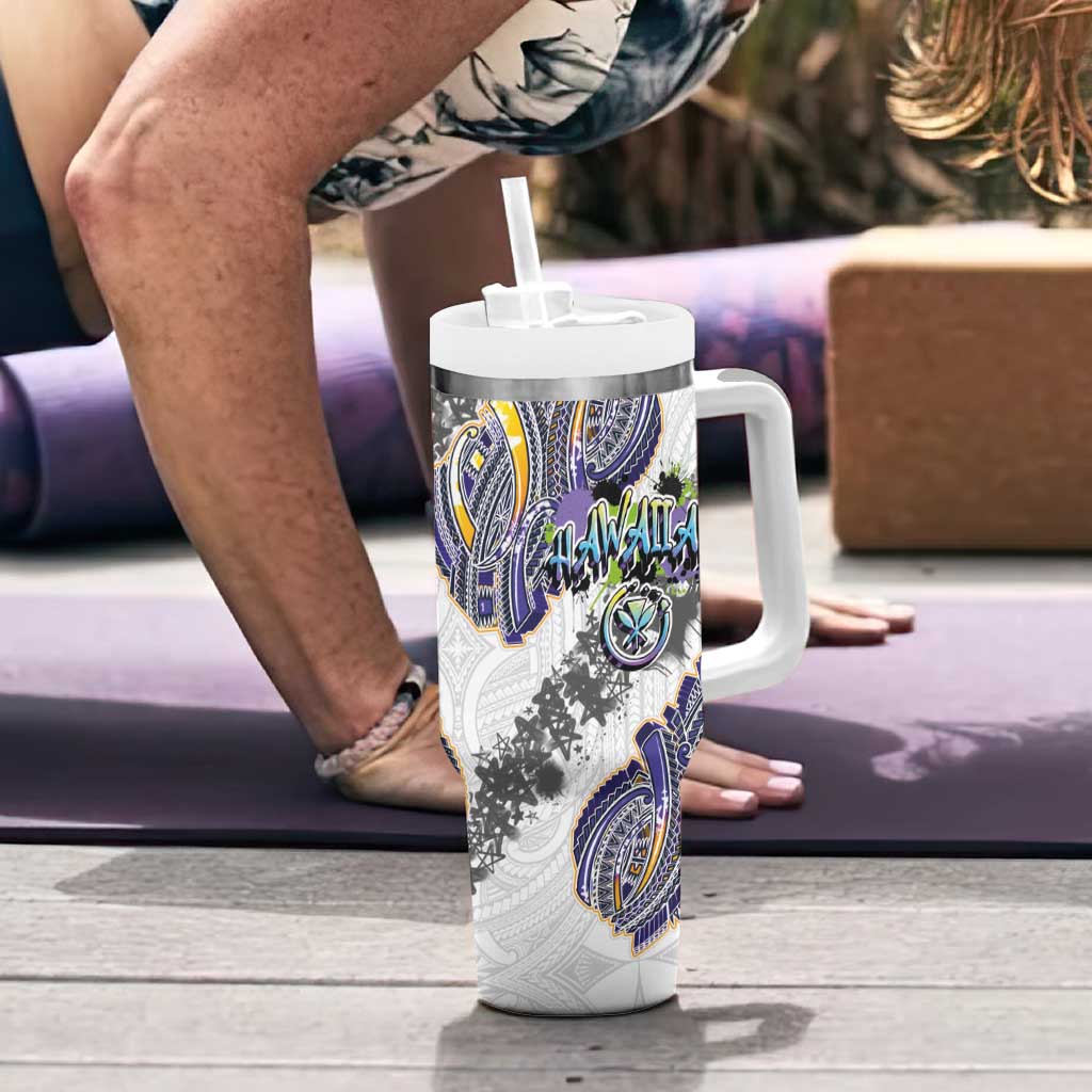 Traditional Art Hawaiian Kakau Tattoos Tumbler With Handle Graffiti Style LT03 - Polynesian Pride