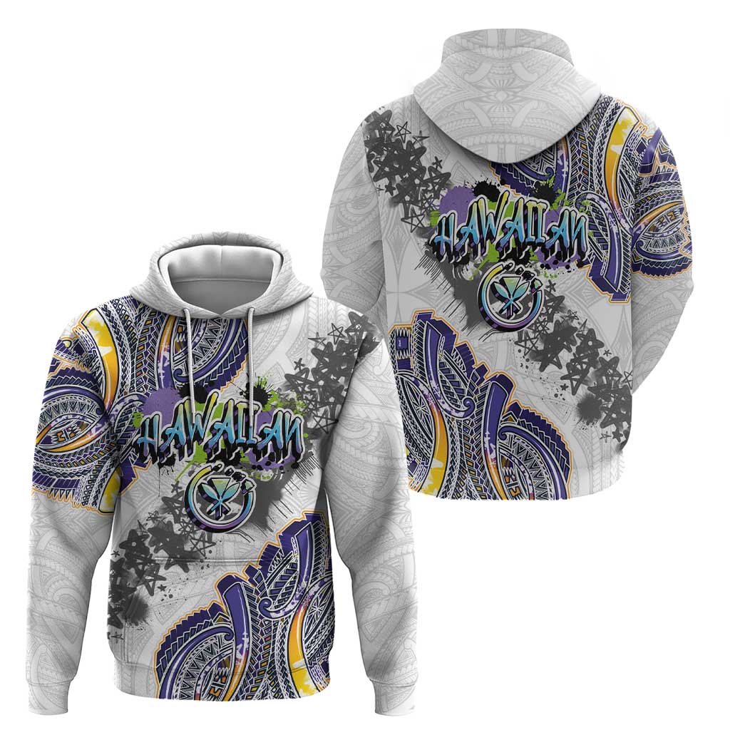 Traditional Art Hawaiian Kakau Tattoos Zip Hoodie Graffiti Style LT03 - Polynesian Pride