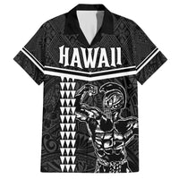 Custom Hawaii Warrior Family Matching Long Sleeve Bodycon Dress and Hawaiian Shirt Kakau Quilt Pattern LT03 Dad's Shirt - Short Sleeve Black - Polynesian Pride