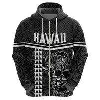 Custom Hawaii Warrior Zip Hoodie Kakau Quilt Pattern LT03 - Polynesian Pride