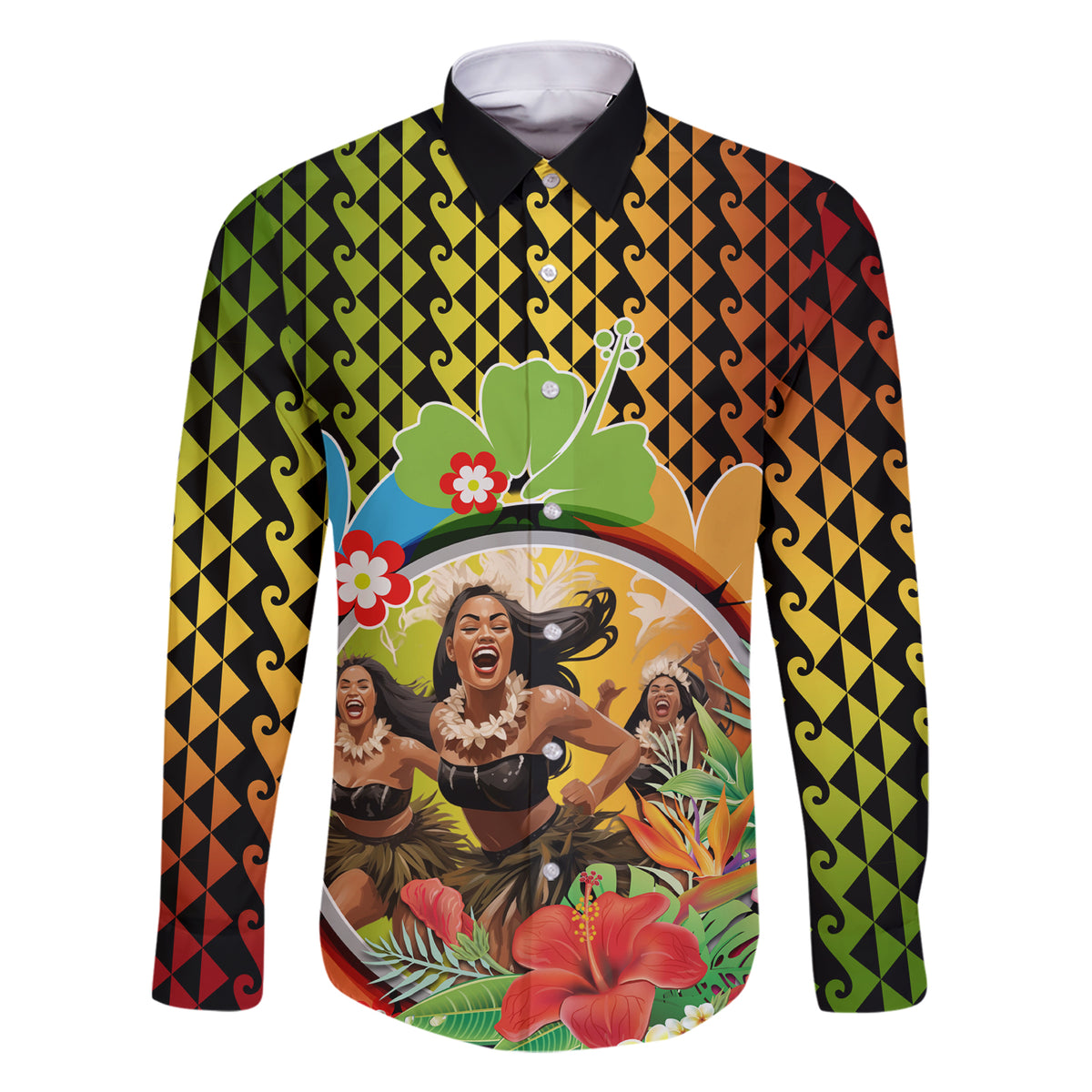 Hawaii Womens Day Wahine Family Matching Short Sleeve Bodycon Dress and Hawaiian Shirt Strong Beautiful Woman with Kakau Style LT03 Dad's Shirt - Long Sleeve Red - Polynesian Pride